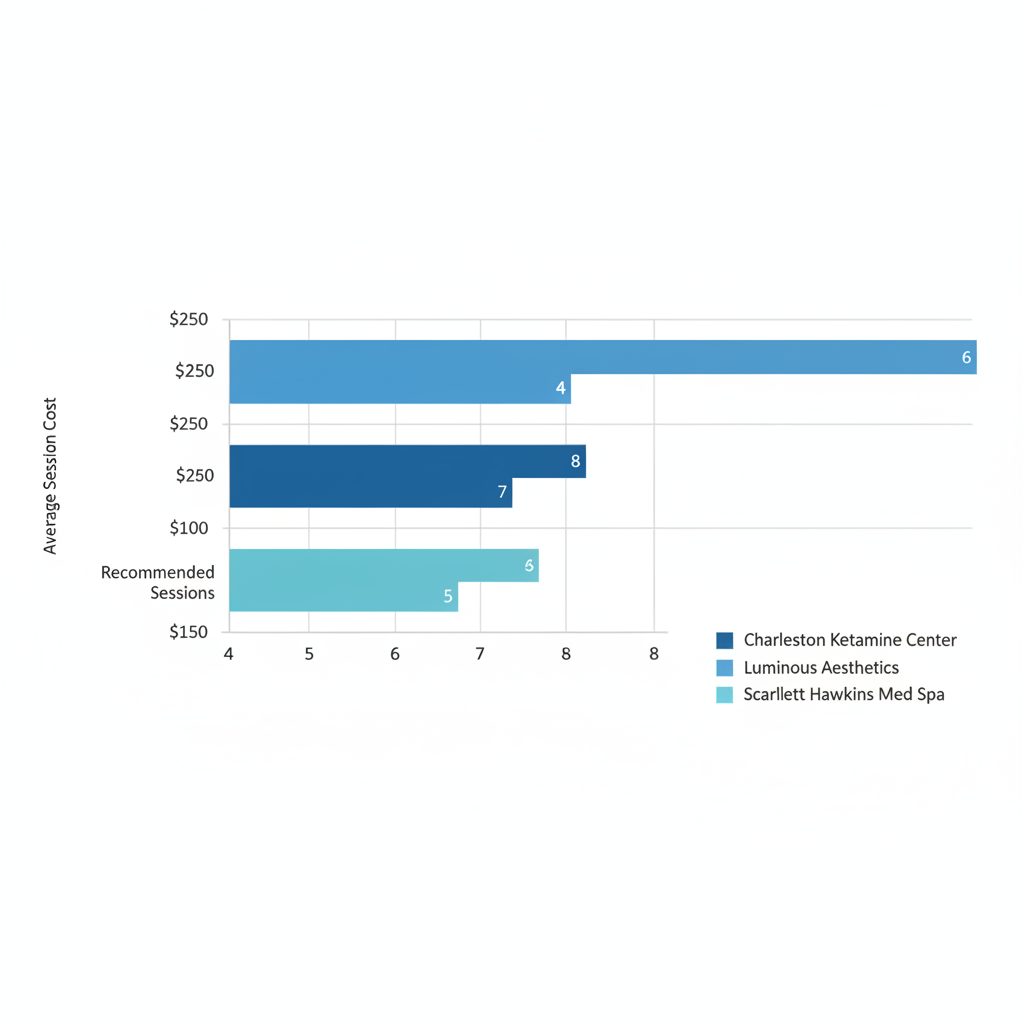 Horizontal bar chart comparing laser hair removal costs and sessions for Charleston providers
